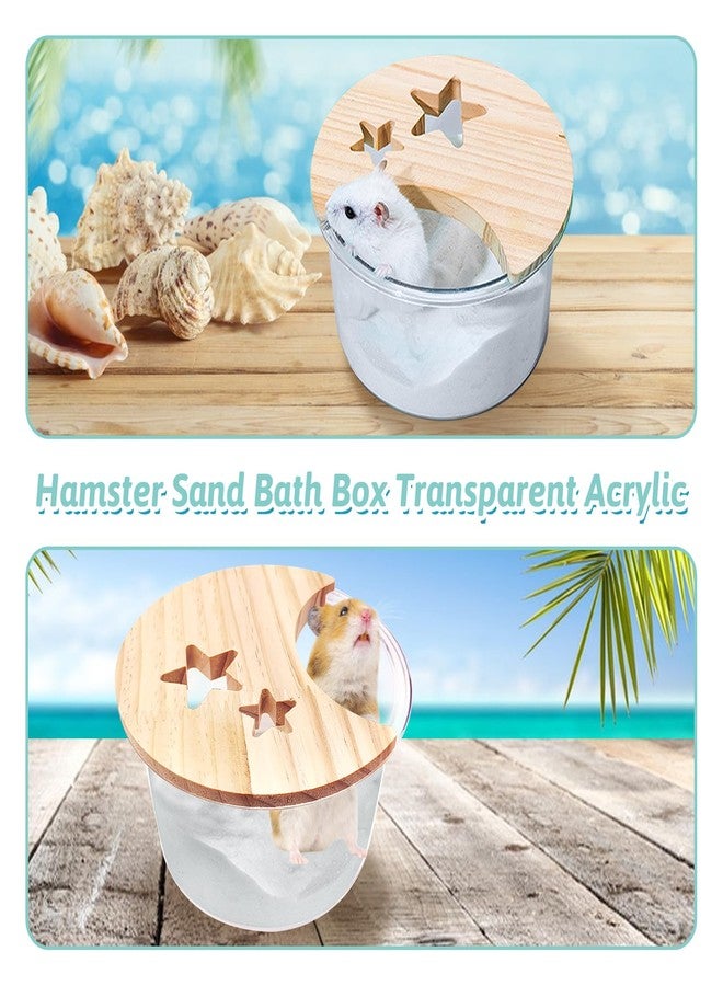 كاثسون صندوق استحمام رملي للهامستر من كاثسون، صندوق حمام وحفر شفاف للجرذان، صندوق فضلات أكريليك للحيوانات الصغيرة، حاوية حمام رملي للهامستر السوري، ملحقات قفص للفئران والليمون (دائري) - Image 5